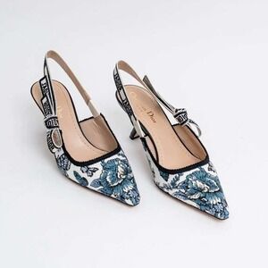 NEW Christian Dior White Blue J`Adior Embroidered Slingback Pump Size 41  US 11